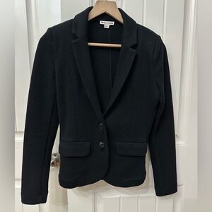 Whistles Classic Cotton Black Blazer sz 2 Two Button Business Casual